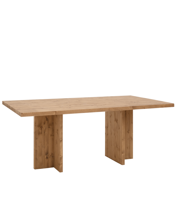 Denia - Mesa de comedor de madera maciza en tono roble oscuro de varias medidas