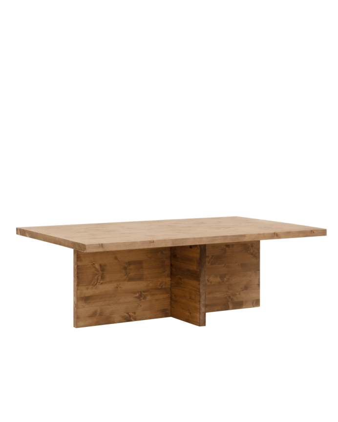 Denia - Mesa de centro de madera maciza en tono roble oscuro de 120x70cm