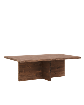 Denia - Mesa de centro de madera maciza en tono nogal de 120x70cm