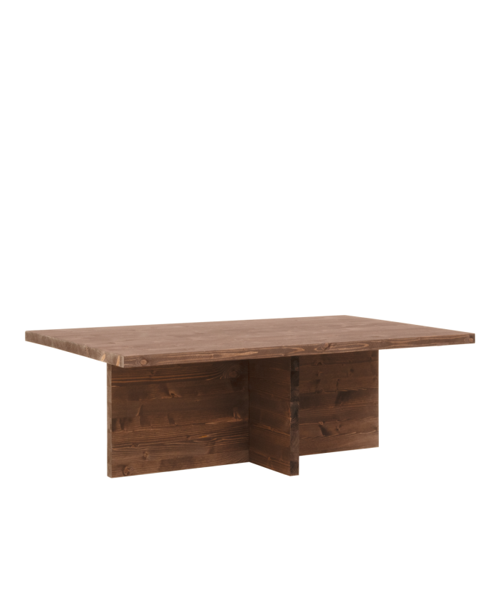 Denia - Mesa de centro de madera maciza en tono nogal de 120x70cm