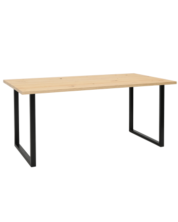 Marrakesch - Mesa de comedor de madera maciza acabado natural con patas de hierro negras de varias medidas