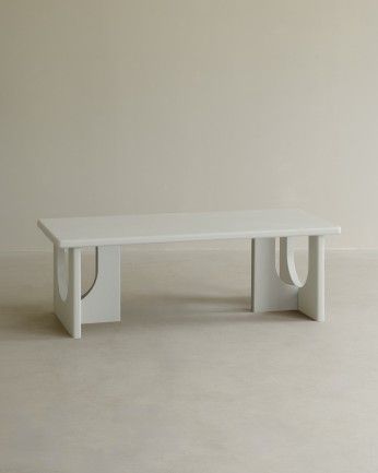 Mesa de Centro rectangular Laila Microcemento Blanco