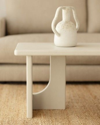 Mesa de Centro rectangular Laila Microcemento Blanco