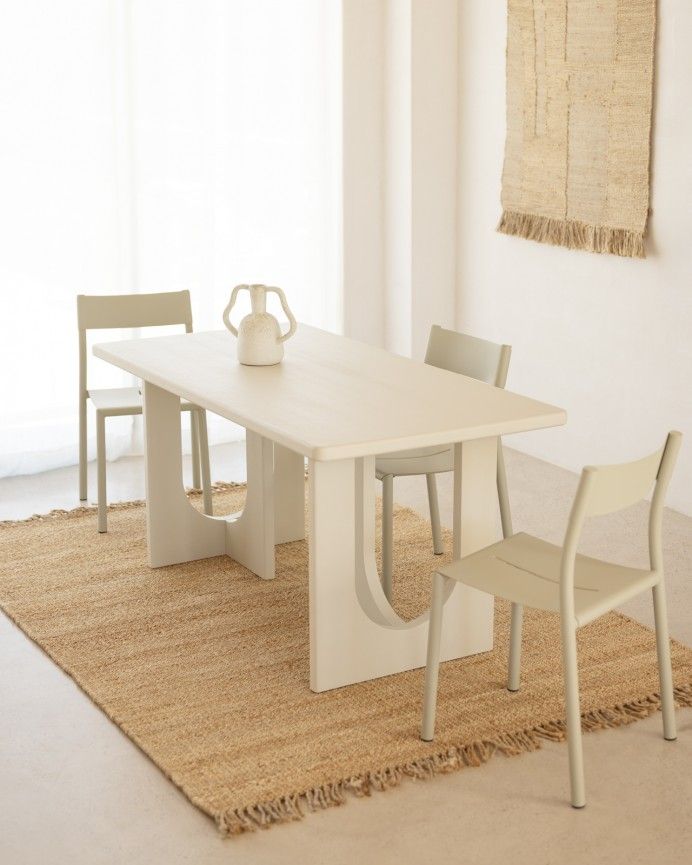 Mesa de Comedor rectangular Laila Microcemento Blanco