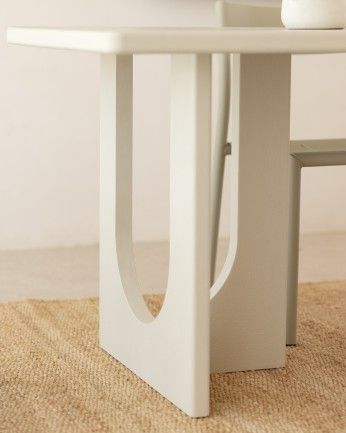 Mesa de Comedor rectangular Laila Microcemento Blanco