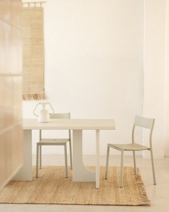 Mesa de Comedor rectangular Laila Microcemento Blanco