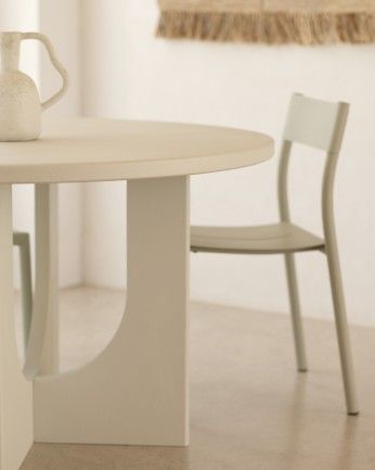 Mesa de Comedor redonda Laila Microcemento Blanco