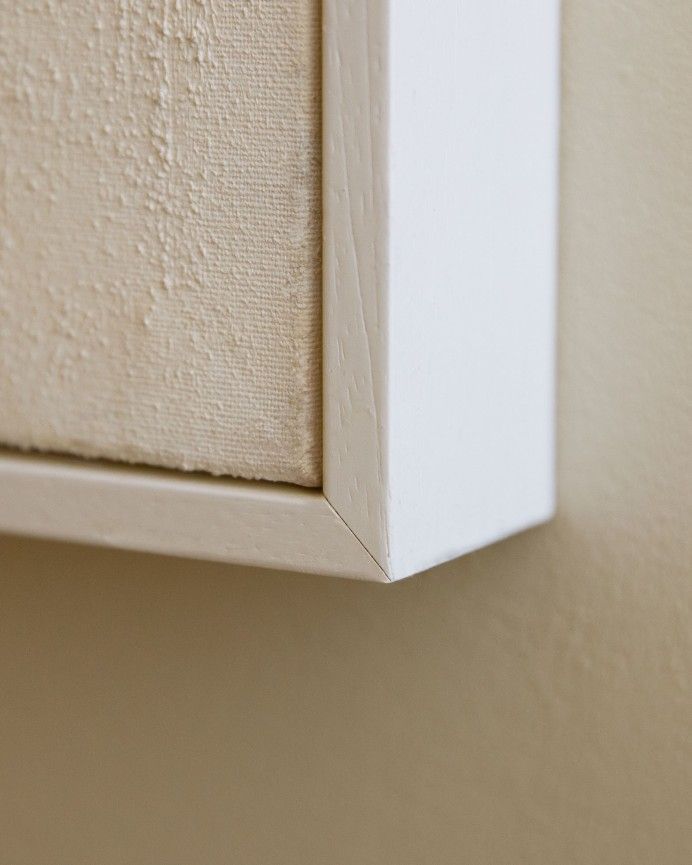 Elisa - Cuadro blanco decorativo sobre lino con bastidor de madera pintado artesanalmente con pintura al óleo en varias medidas