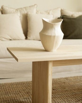 Nielo - Mesa de centro de madera maciza en tono natural de 120cm