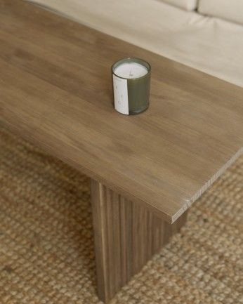 Nielo - Mesa de centro de madera maciza en tono roble oscuro de 120cm