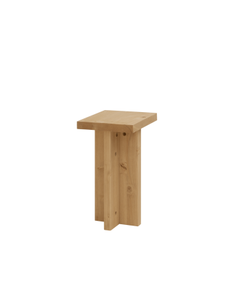 Denia - Mesa auxiliar de madera maciza en tono roble medio de 25x25cm