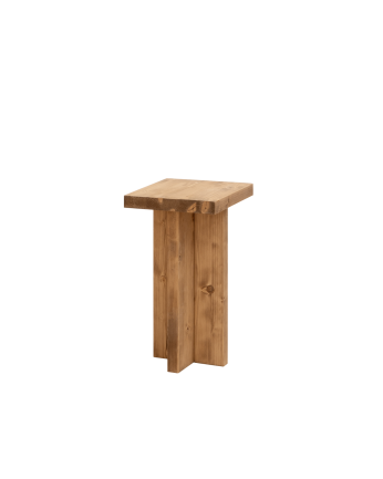 Denia - Mesa auxiliar de madera maciza en tono roble oscuro de 25x25cm