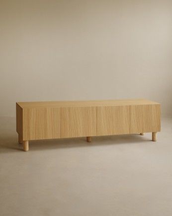 Aarón - Mueble TV de madera de chapa de roble natural en varias medidas