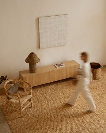 Aarón - Mueble TV de madera de chapa de roble natural en varias medidas