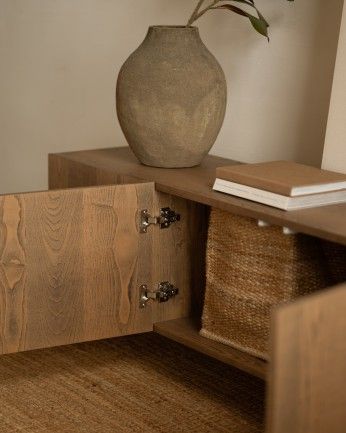 Arena - Mueble TV de madera de chapa de fresno natural en tono avellana de varias medidas