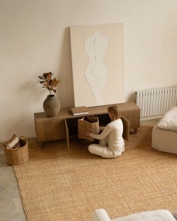 Arena - Mueble TV de madera de chapa de fresno natural en tono avellana de varias medidas