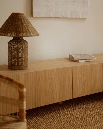 Aarón - Mueble TV de madera de chapa de roble natural en varias medidas