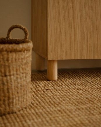 Aarón - Aparador con 3 puertas de madera de chapa de roble natural de 160x40cm