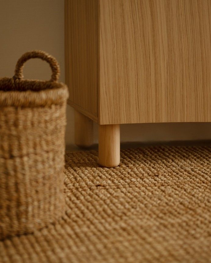 Aarón - Aparador con 3 puertas de madera de chapa de roble natural de 160x40cm