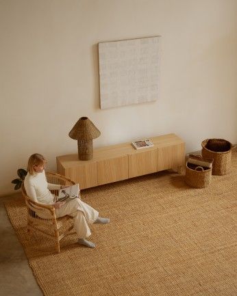 Aarón - Mueble TV de madera de chapa de roble natural en varias medidas
