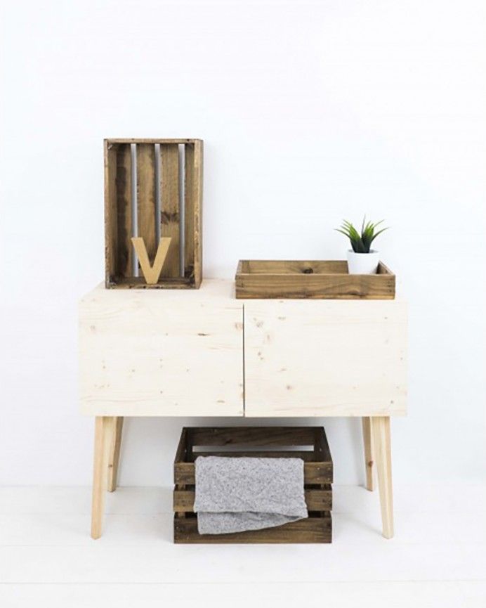 Box - Caja de madera maciza en tono roble oscuro mediana