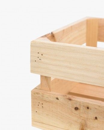 Box - Caja de madera maciza en tono natural mediana