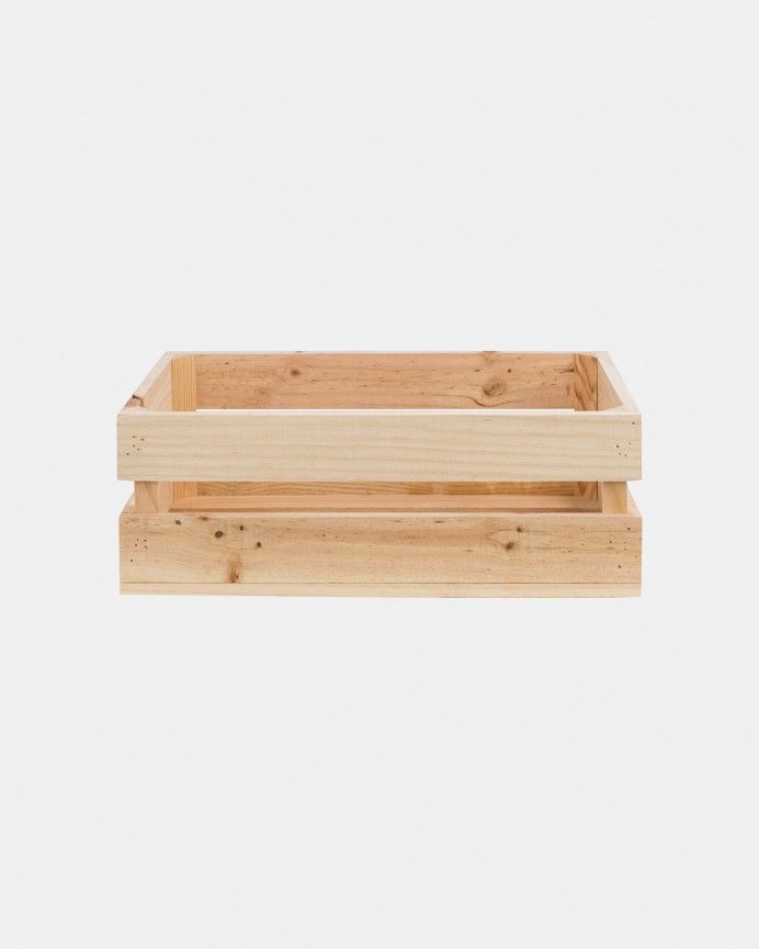 Box - Caja de madera maciza en tono natural mediana