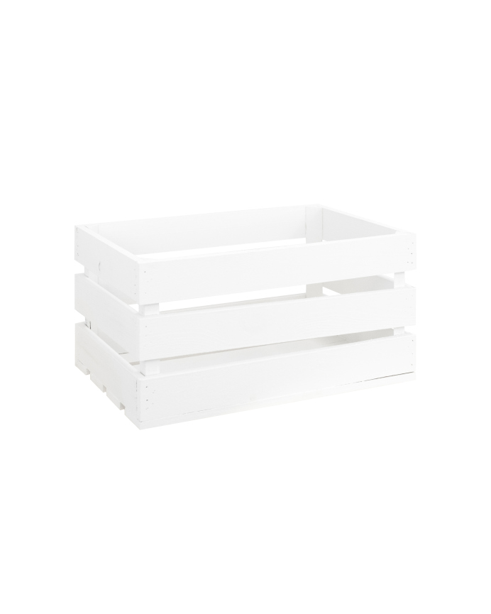 Box - Caja de madera maciza en tono blanco grande
