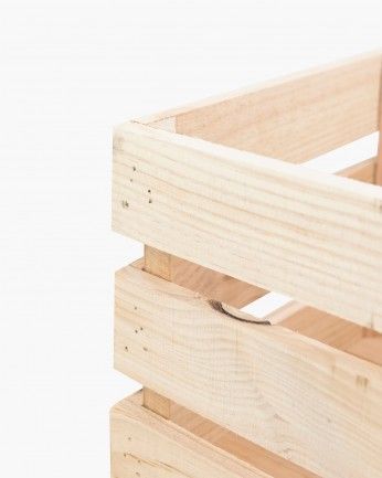 Box - Caja de madera maciza en tono natural grande