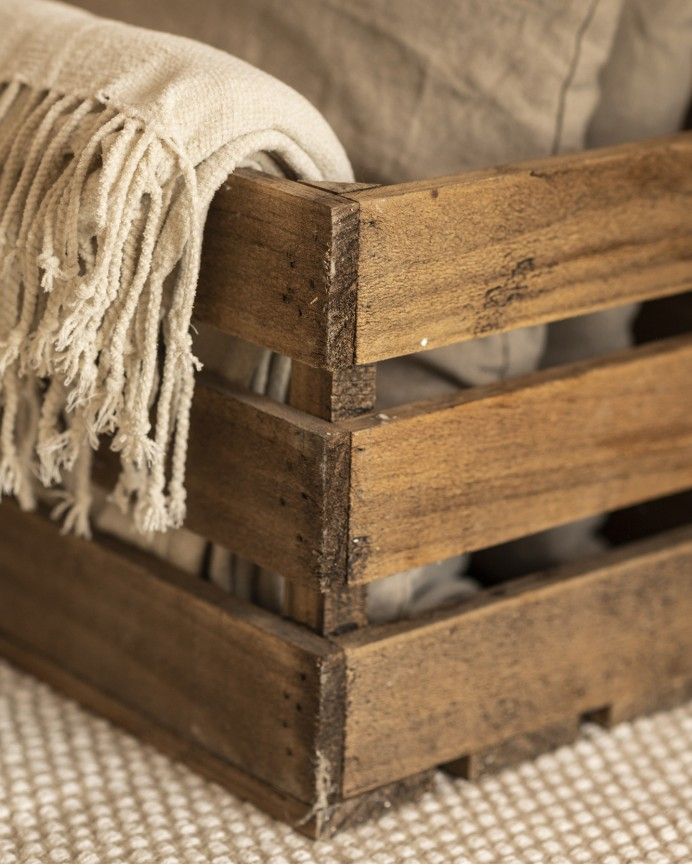 Box - Caja de madera maciza en tono roble oscuro grande