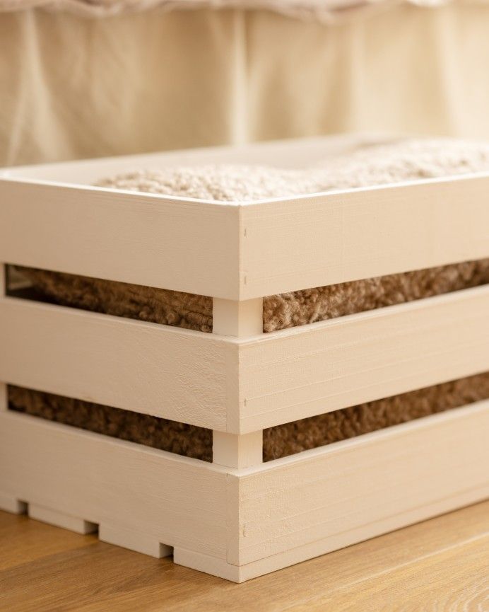 Box - Caja de madera maciza en tono blanco grande
