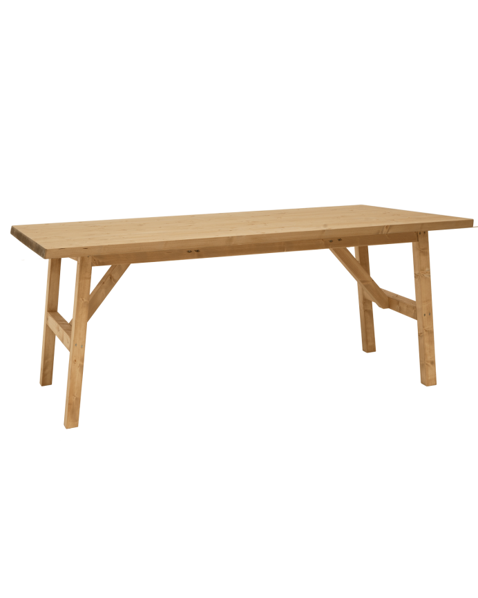 Mónaco - Mesa de comedor barnizada de madera maciza en tono roble medio de varias medidas