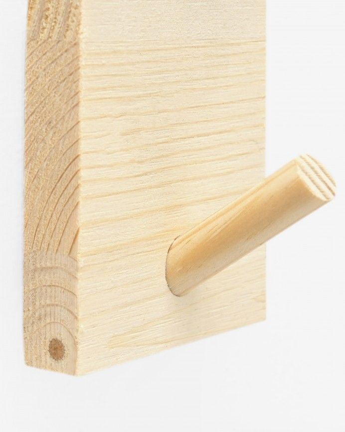 Kerry - Colgador de pared de madera maciza en tono natural de 8x6cm