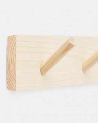 Kerry - Colgador de pared de madera maciza en tono natural de 26x5cm