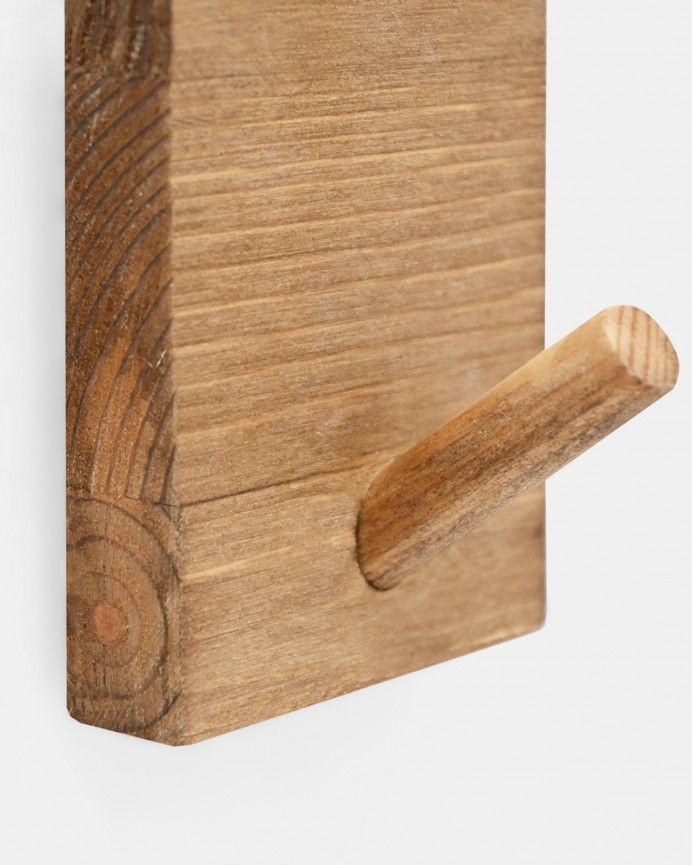 Kerry - Colgador de pared de madera maciza en tono roble oscuro de 8x6cm