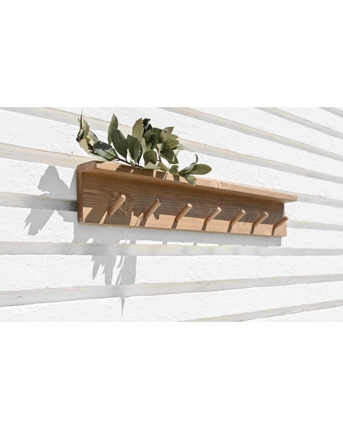 Kerry - Colgador de pared de madera maciza en tono roble oscuro de 61x9,5cm