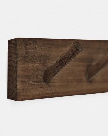 Kerry - Colgador de pared de madera maciza en tono nogal de 26x5cm