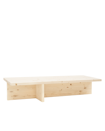 Trevélez - Mesa de centro de madera maciza en tono natural de 123,5x27cm