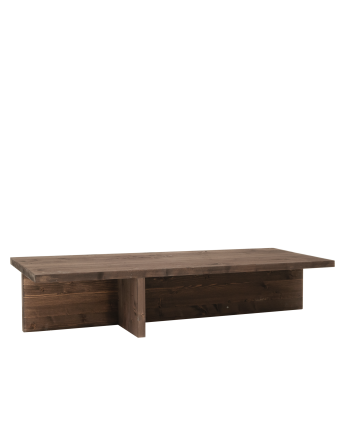 Trevélez - Mesa de centro de madera maciza en tono nogal de 123,5x27cm