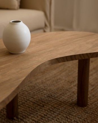Almuñécar - Mesa de centro de madera maciza formas orgánicas en tono roble oscuro de varias medidas