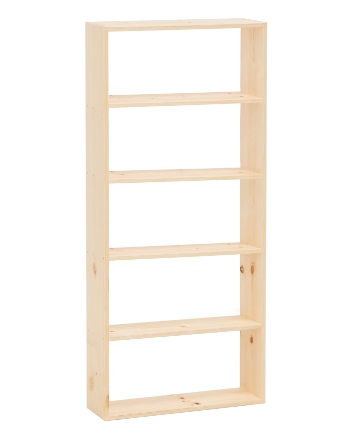 Salobreña - Estantería de madera maciza tono natural con 4 estantes