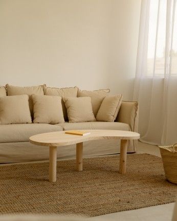 Almuñécar - Mesa de centro de madera maciza formas orgánicas en tono natural de varias medidas