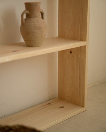 Salobreña - Estantería de madera maciza tono natural con 3 estantes