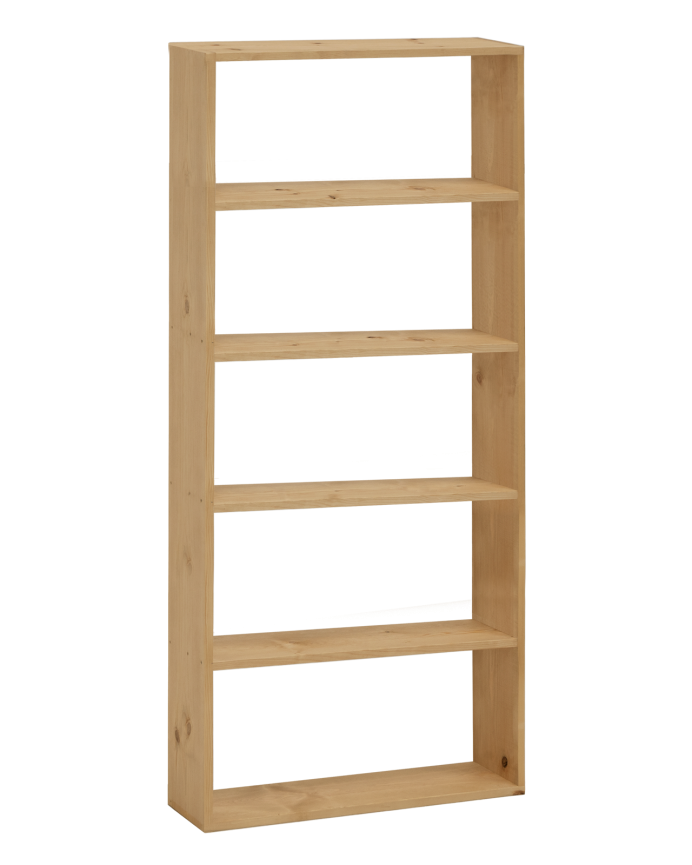 Salobreña - Estantería de madera maciza tono roble medio con 4 estantes