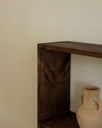 Salobreña - Estantería de madera maciza tono nogal con 2 estantes
