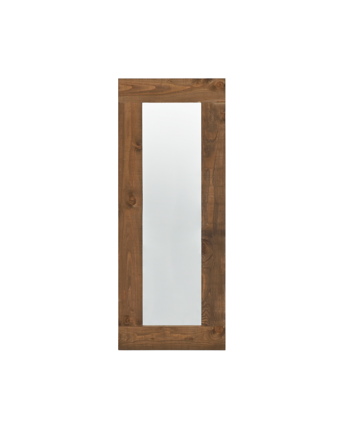 Bal - Espejo efecto madera maciza tono roble oscuro de 165x65cm