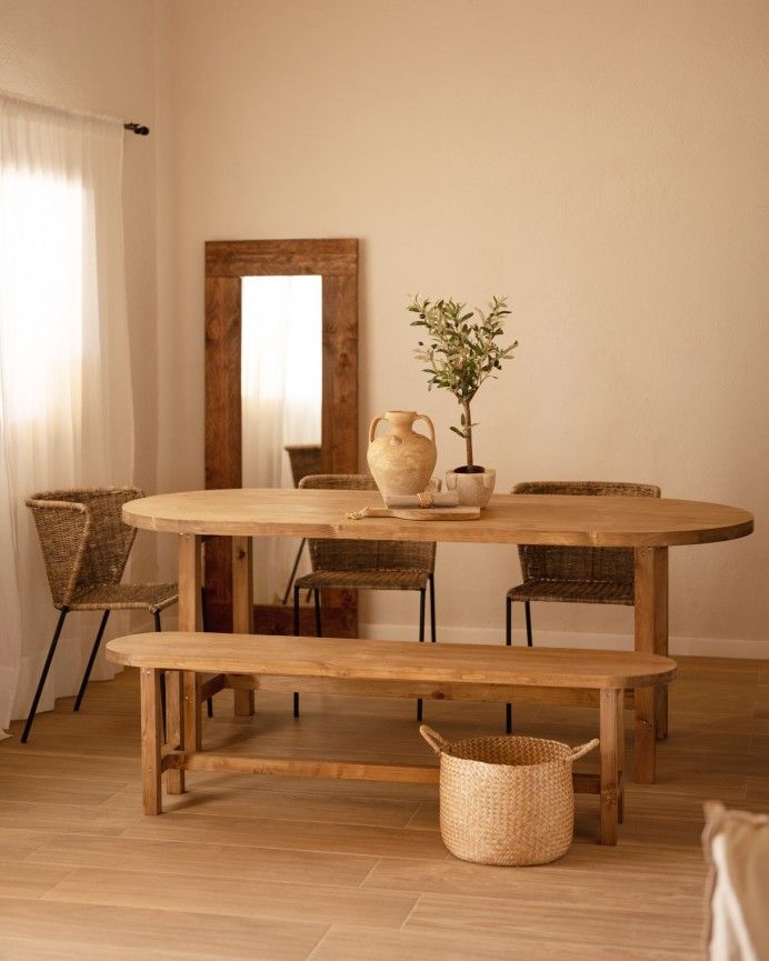 Bal - Espejo efecto madera maciza tono roble oscuro de 165x65cm