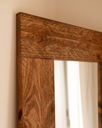 Bal - Espejo efecto madera maciza tono roble oscuro de 165x65cm