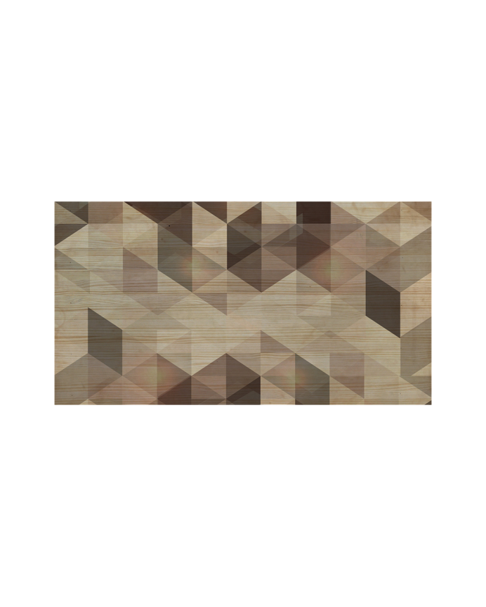 Print - Cabecero de madera maciza estampado motivo 'Geométrico marrón" en tono natural de varias medidas 