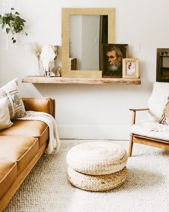 Panal - Espejo de madera maciza tono natural de varias medidas